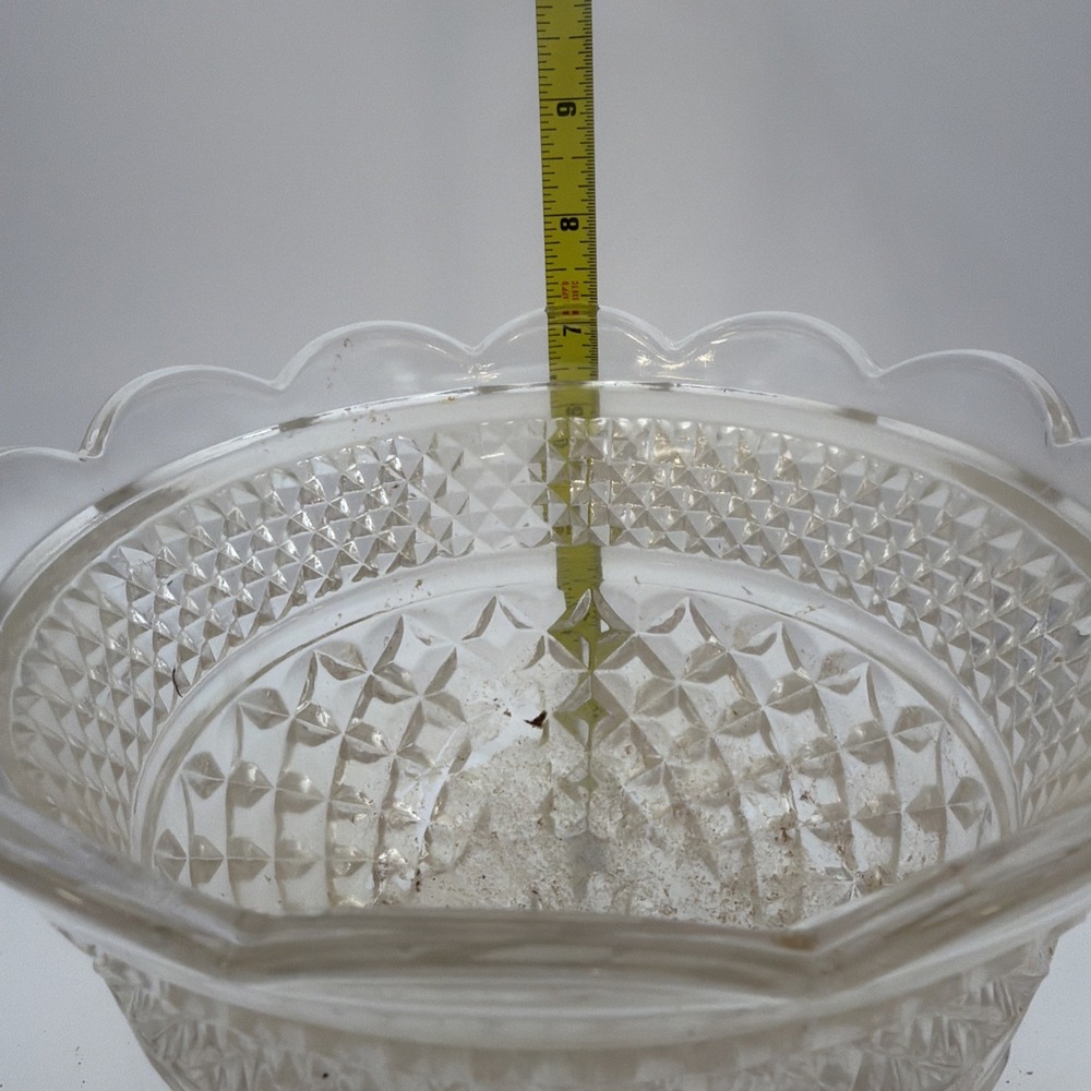 Vintage Anchor Hocking Wexford Glass Diamond Pattern Pedestal Compote Bowl, 7"